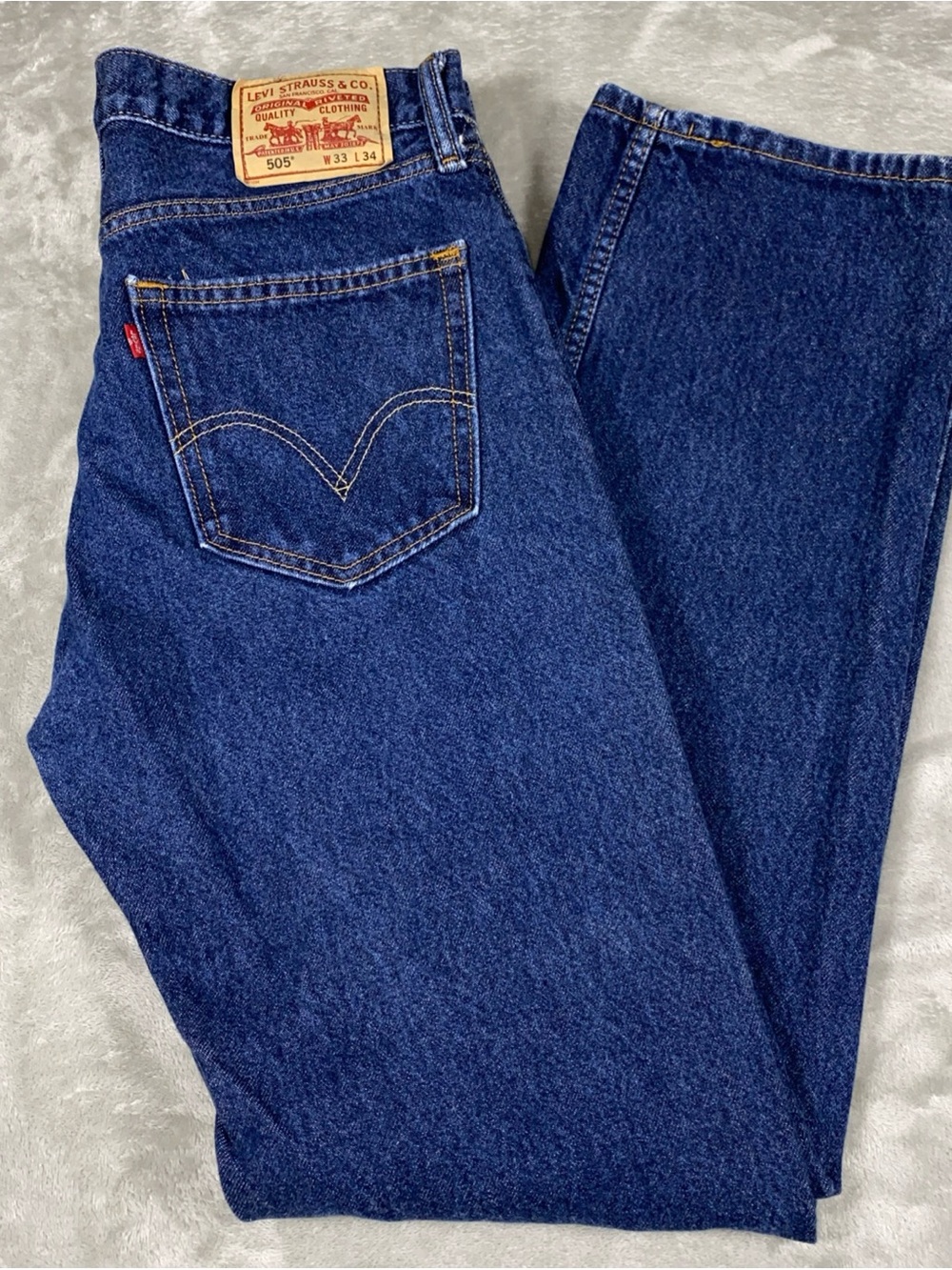Levi's 505 Jeans Men’s 33X34 Y2K Blue Dark Wash Straight Leg Denim